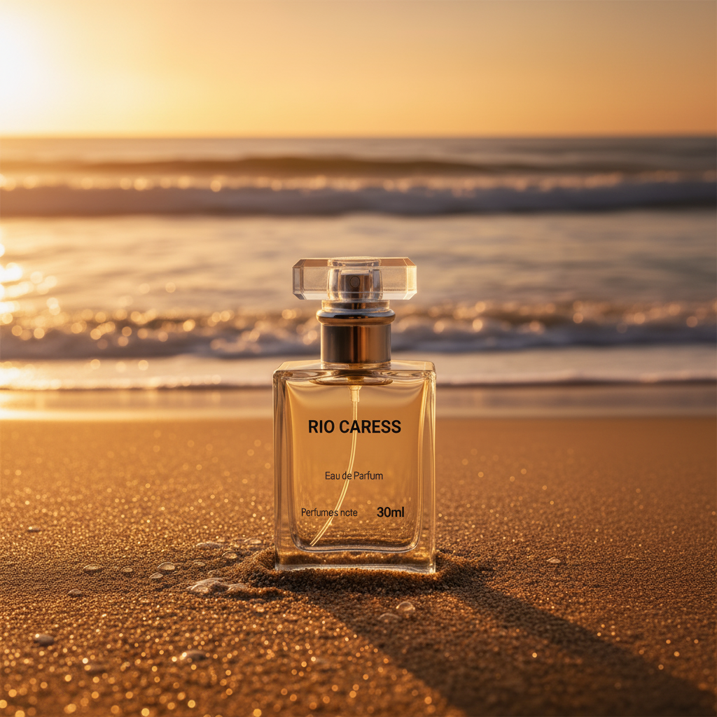 Rio Caress Eau de Parfum bottle by Perfumers Note – a woody amber sweet oriental fragrance with incense, pink pepper, almond, orchid, tonka bean and Bourbon vanilla
