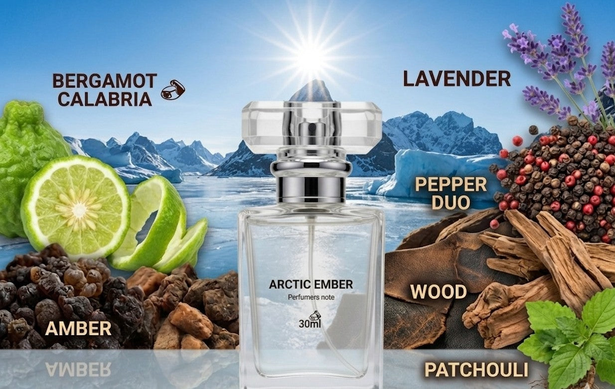Arctic Ember Eau de Parfum with lavender, pepper, wood and patchouli notes by Perfumers Note